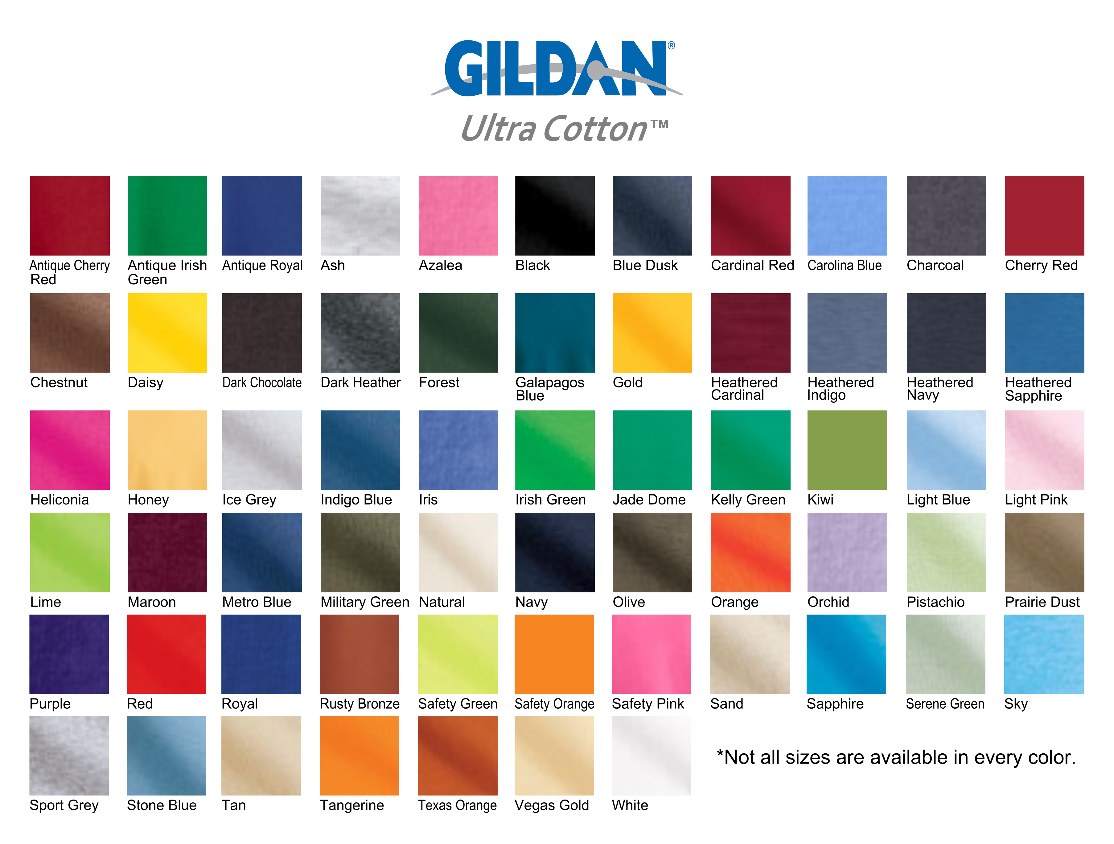 Gildan Color Chart 2022